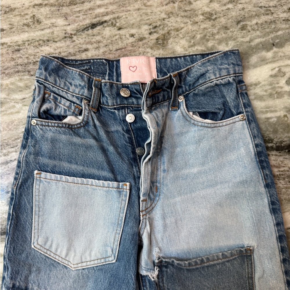 REVICE Denim Women's Straight Leg Patchwork Jeans Size 24 - Picture 4 of 10